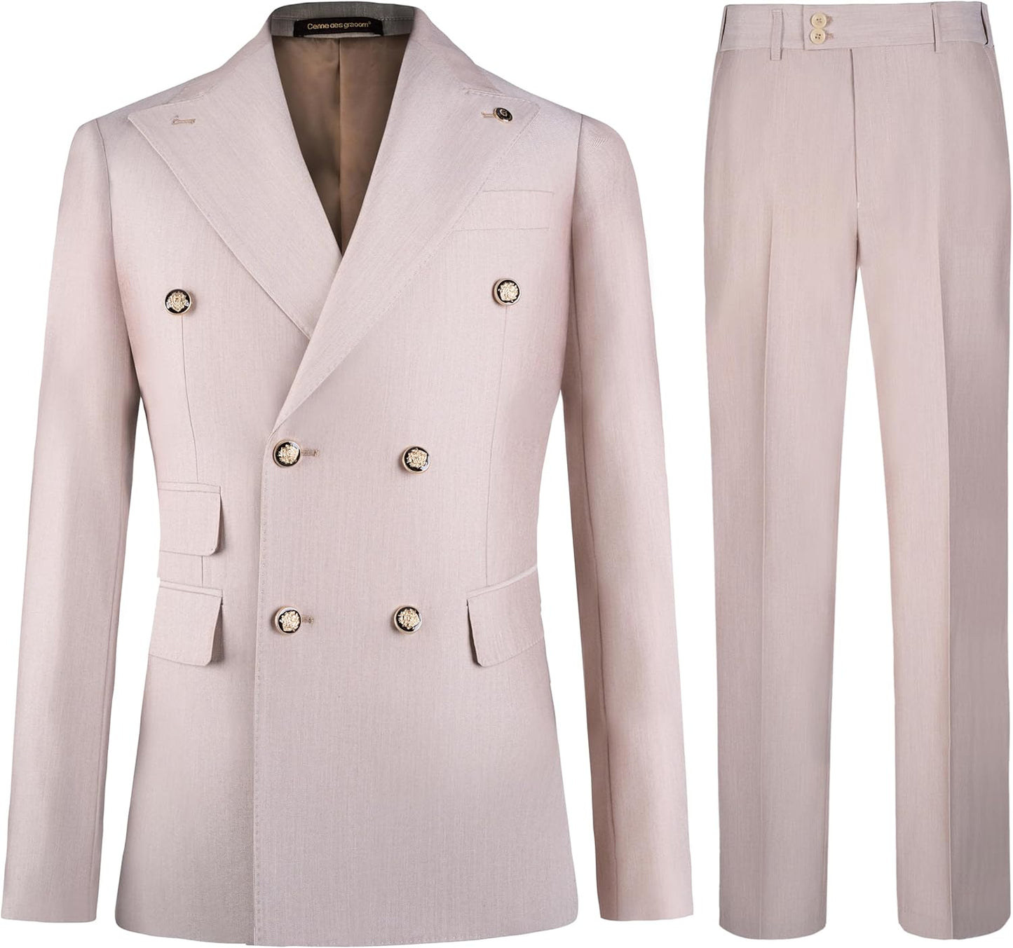 Men's Slim Fit Double Breasted Tuxedo Suit for Weddings & Prom