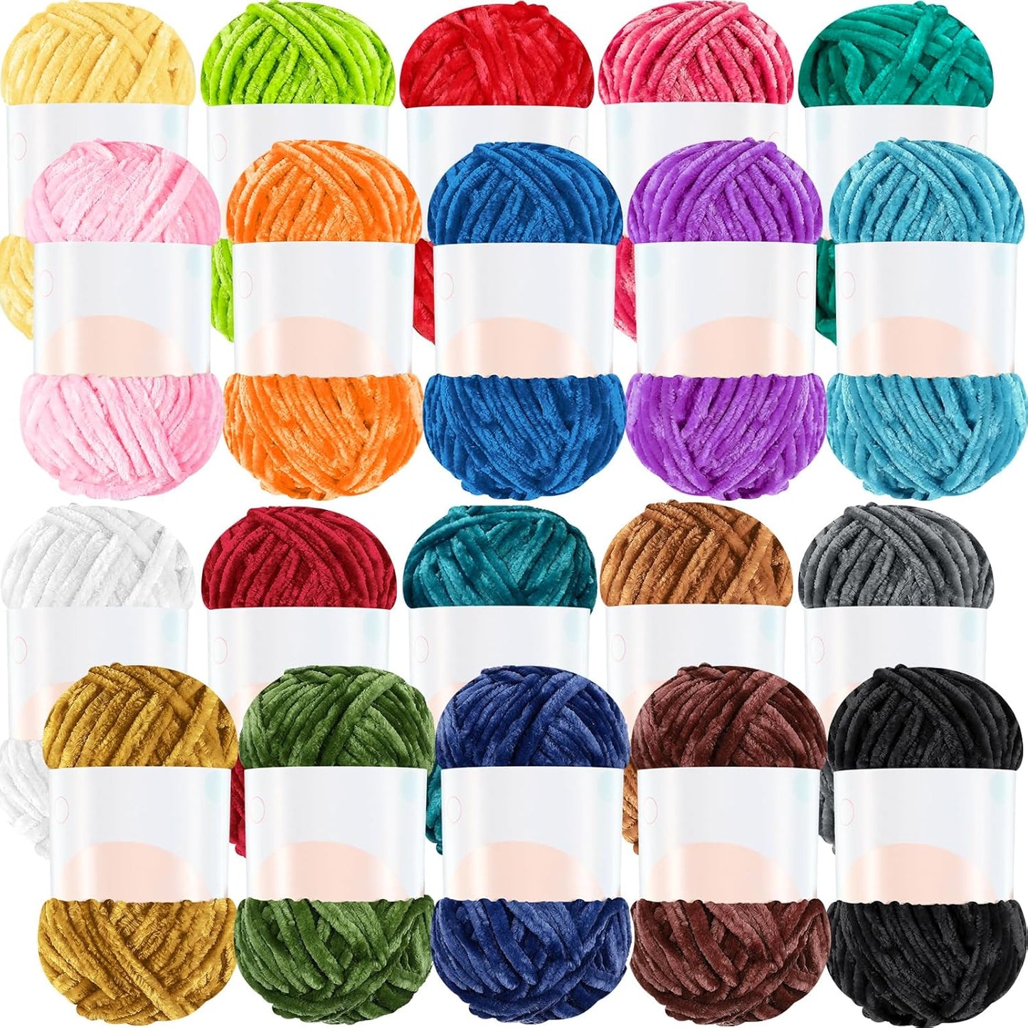 Soft Chenille Yarn for Crocheting - 20 Skeins Velvet Blanket Yarn