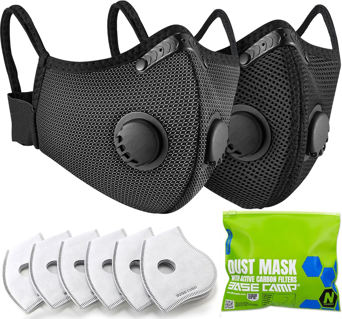 BASE CAMP Silver Dust Mask with 6 Activated Carbon Filters