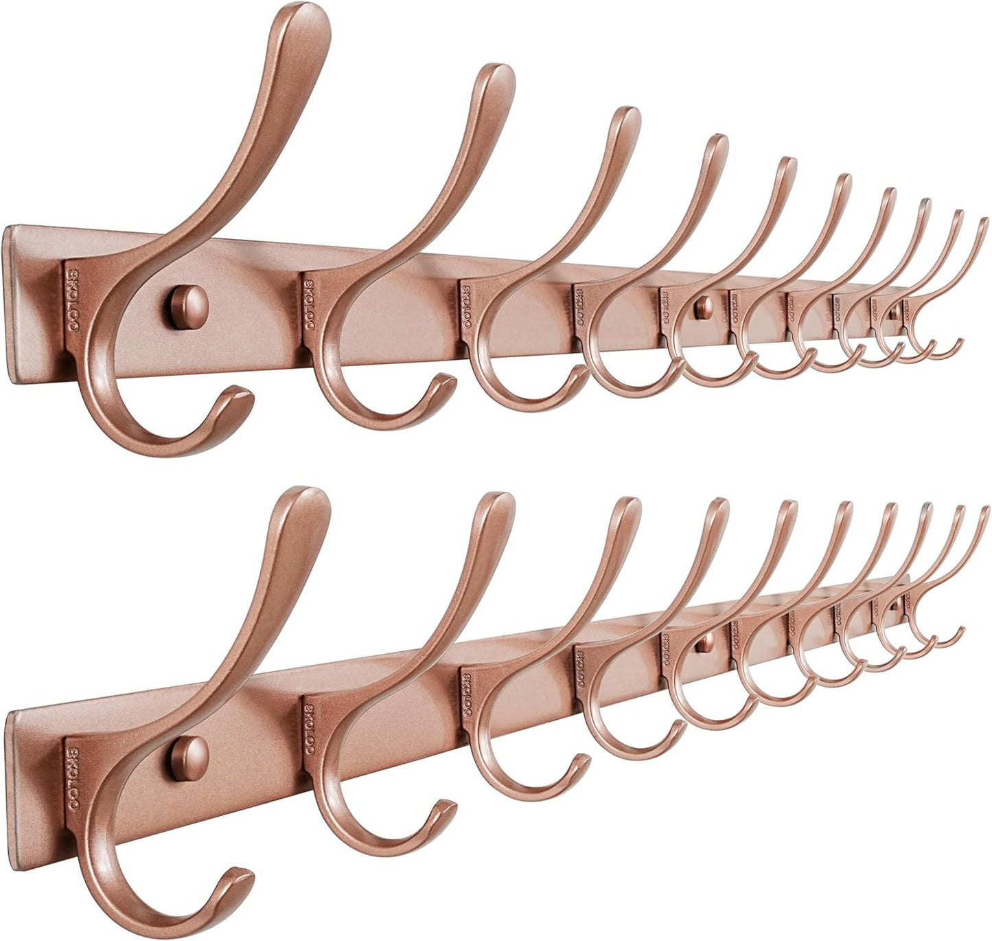 SKOLOO Wall Mounted Coat Rack - Heavy Duty 10 Hooks Set
