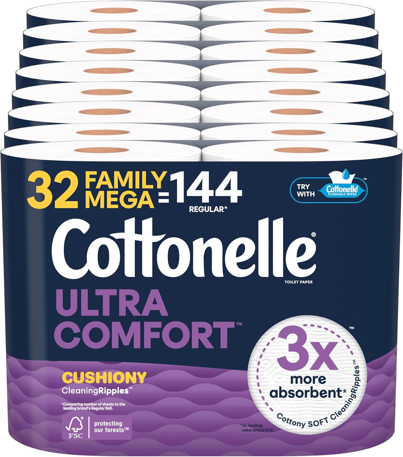 Cottonelle Ultra Comfort Toilet Paper with Cushiony CleaningRipples