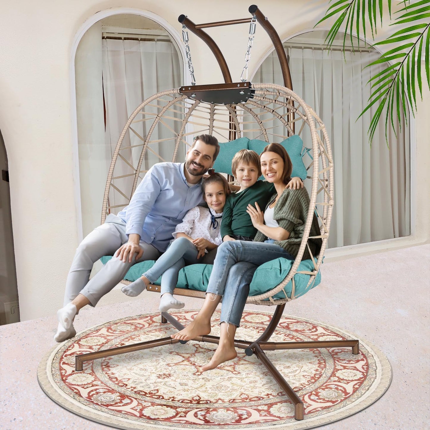 NICESOUL 2 Person Boho Hanging Egg Chair for Indoor Outdoor Use