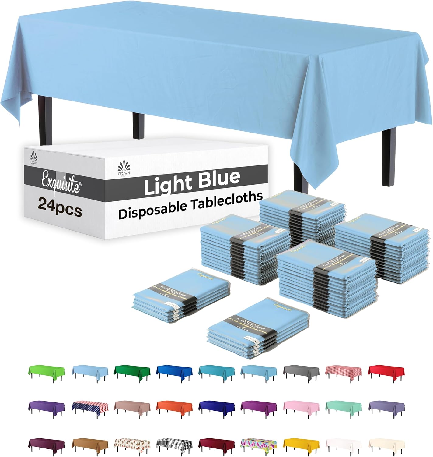 Premium Light Blue Rectangular Plastic Tablecloths for Events