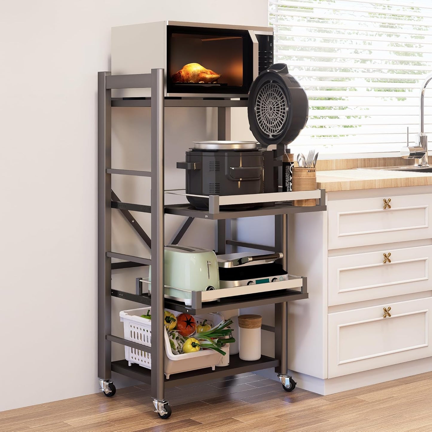 Adjustable 4-Tier Bakers Rack for Ultimate Kitchen Organization