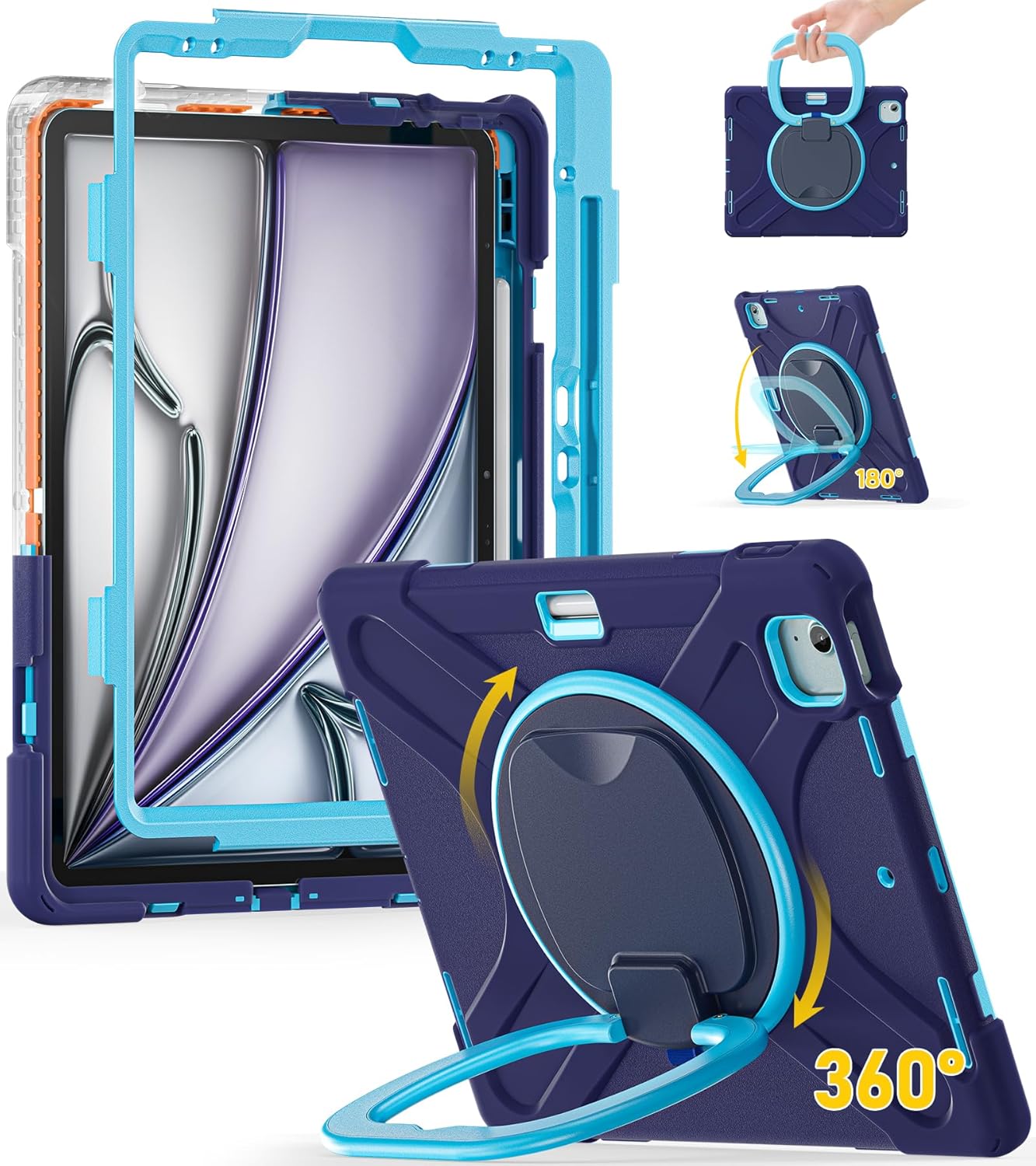 Heavy Duty Shockproof iPad Air 13 Inch Case with Grip & Strap