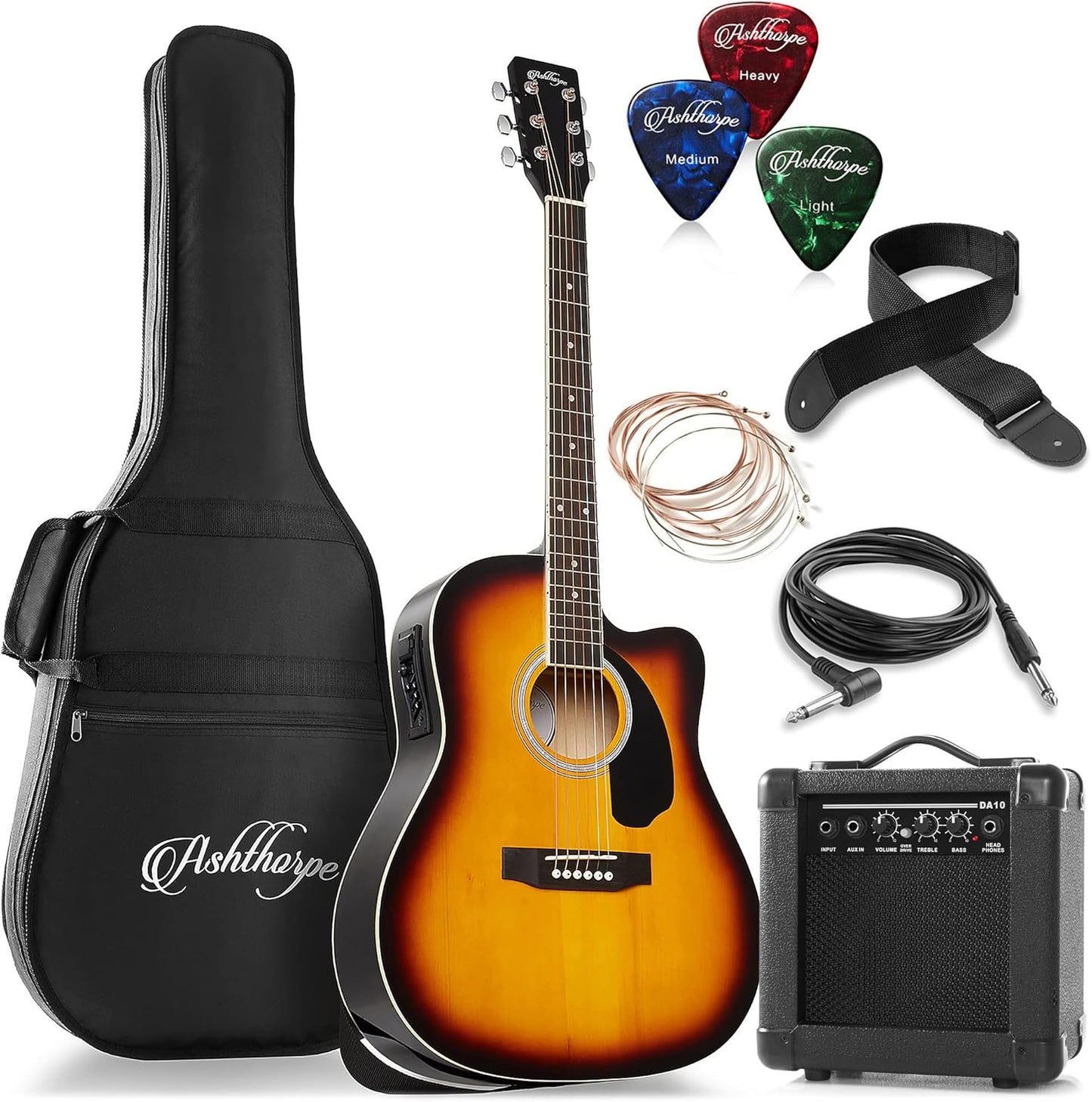 Full-Size Dreadnought Cutaway Acoustic Electric Guitar Package