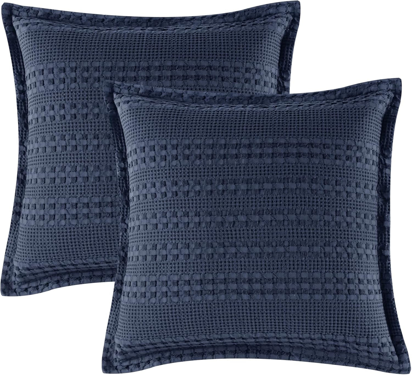 PHF 100% Cotton Ruffle Waffle Weave Euro Sham Covers for Elegance