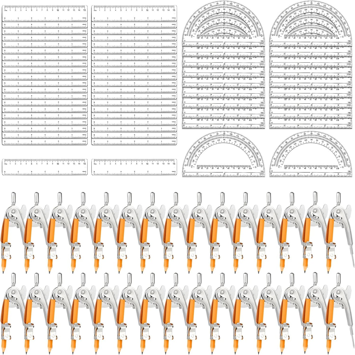 120 Pieces Geometry Math Set Compass for Students and Artists