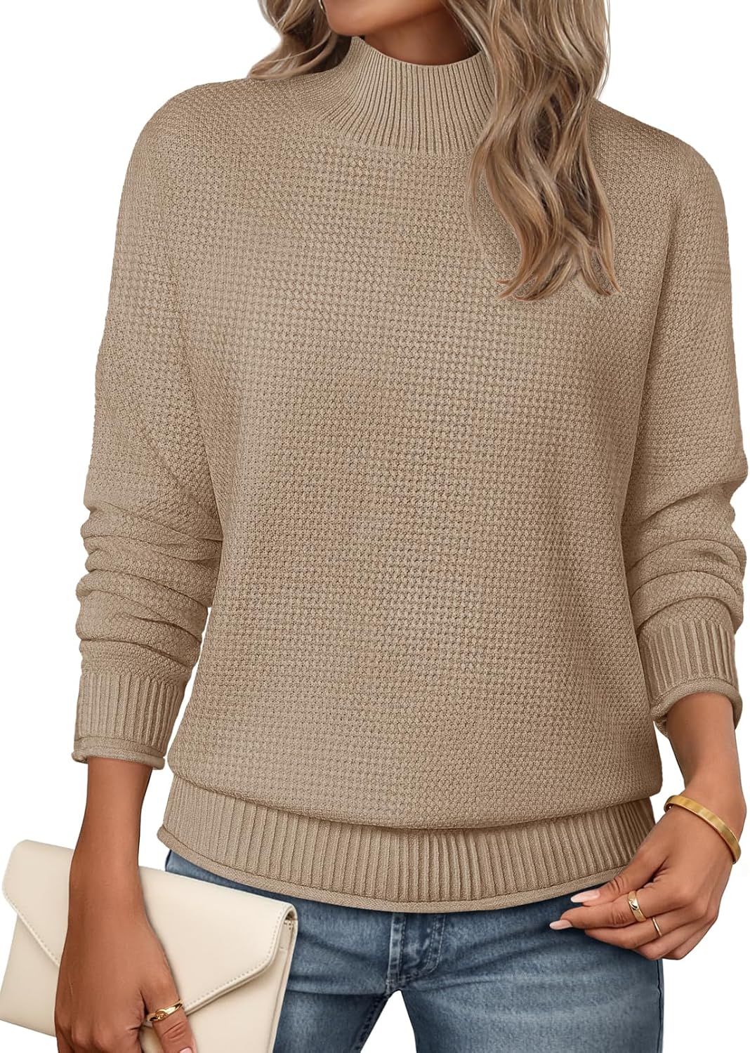 Cozy Women's Turtleneck Long Sleeve Sweater for Fall 2025