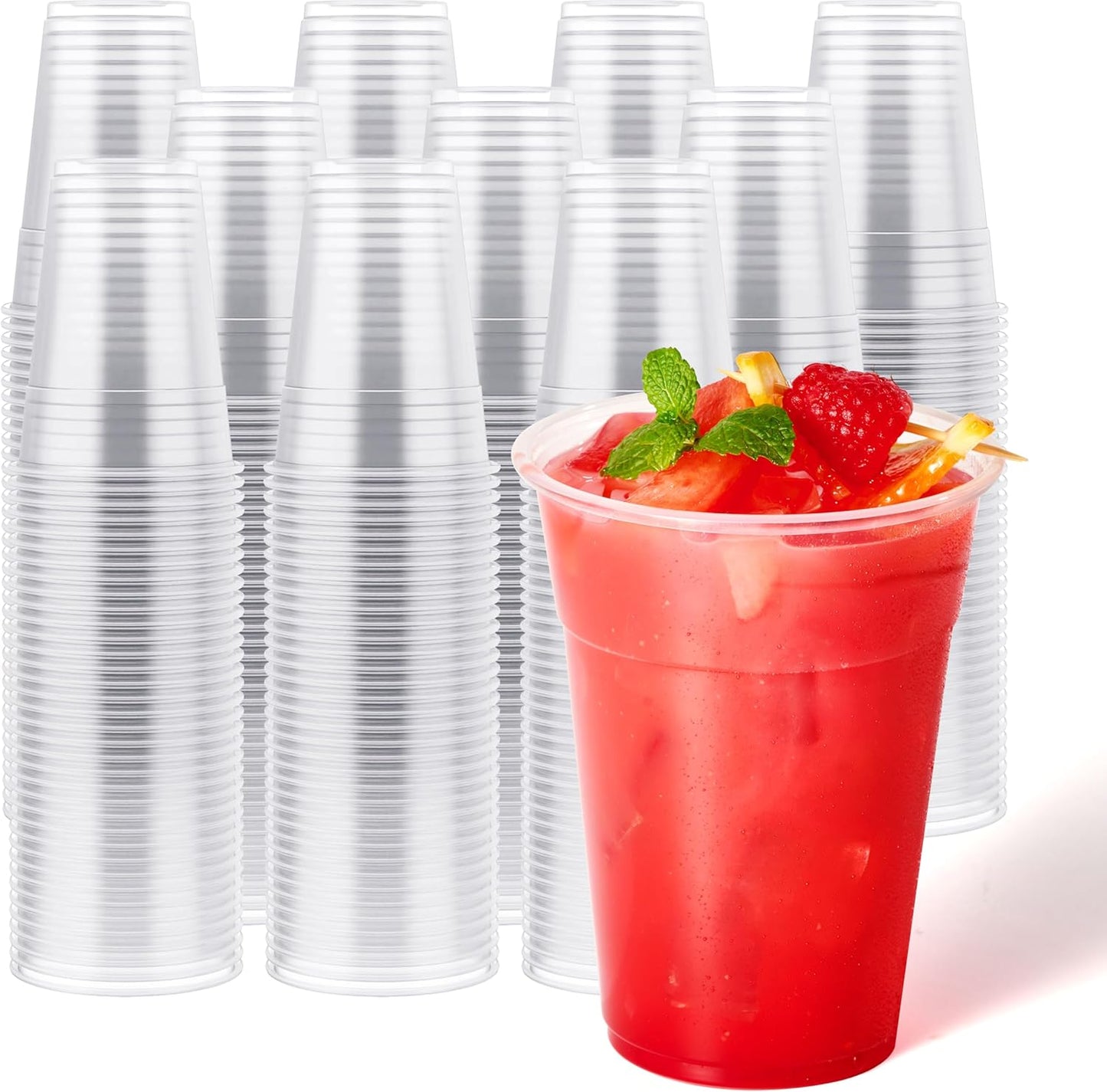 16 oz Clear Plastic Cups for Drinks - Perfect for Parties