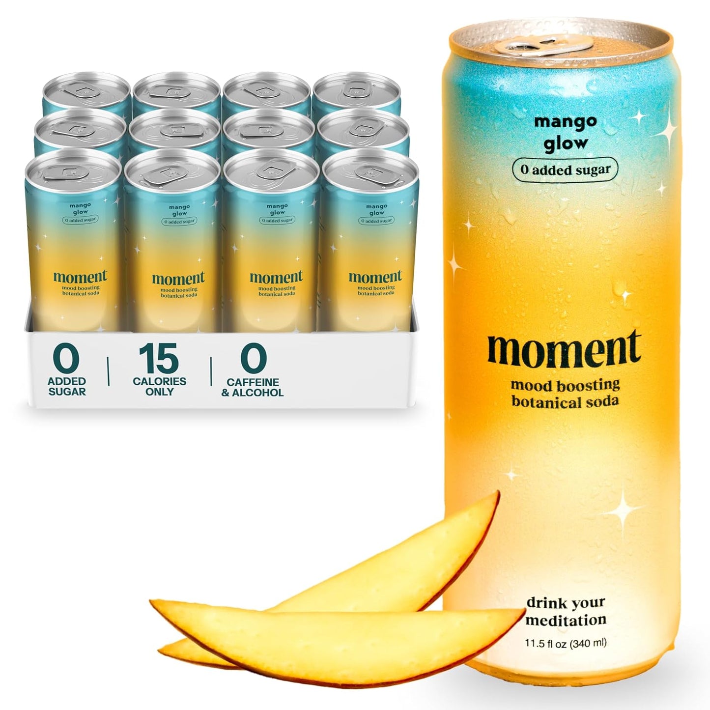 Moment Botanical Soda Soft Drink - Mango Glow for Calm & Clarity