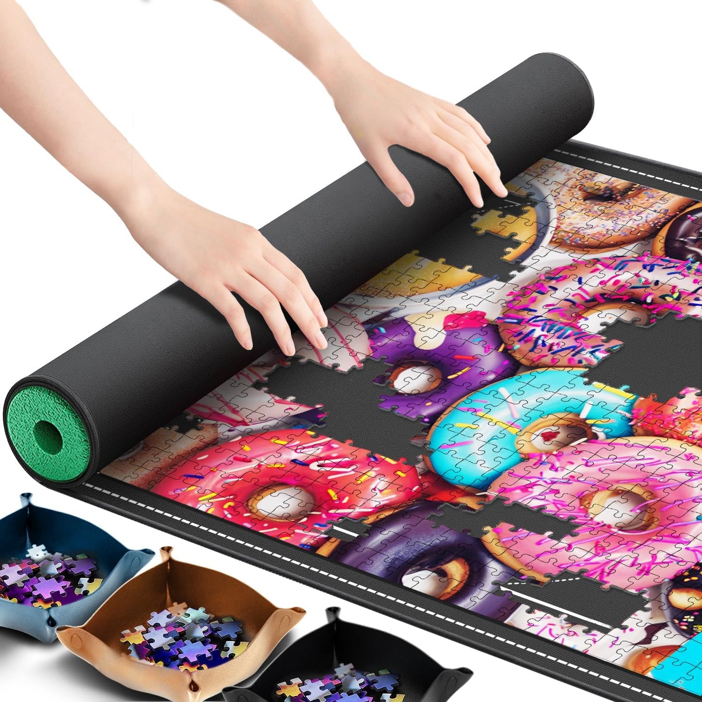 Lwoeo Jigsaw Puzzle Mat Roll Up for 3000 Pieces, No Creases