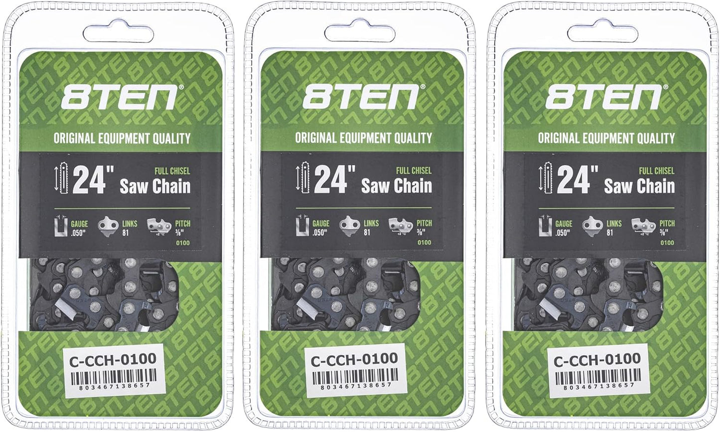 8TEN Full Chisel Chainsaw Chain 24 Inch for Echo CS-600P and More