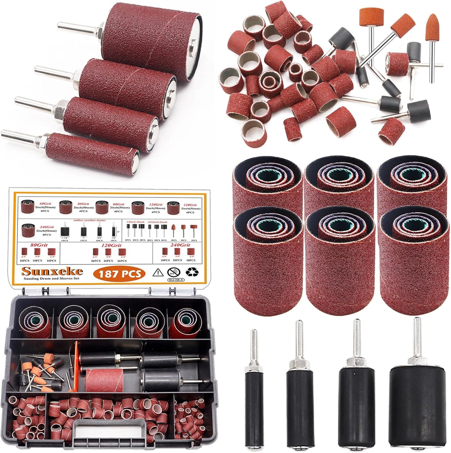 187-Piece Sanding Drum Kit for Drill & Press - Versatile Accessory