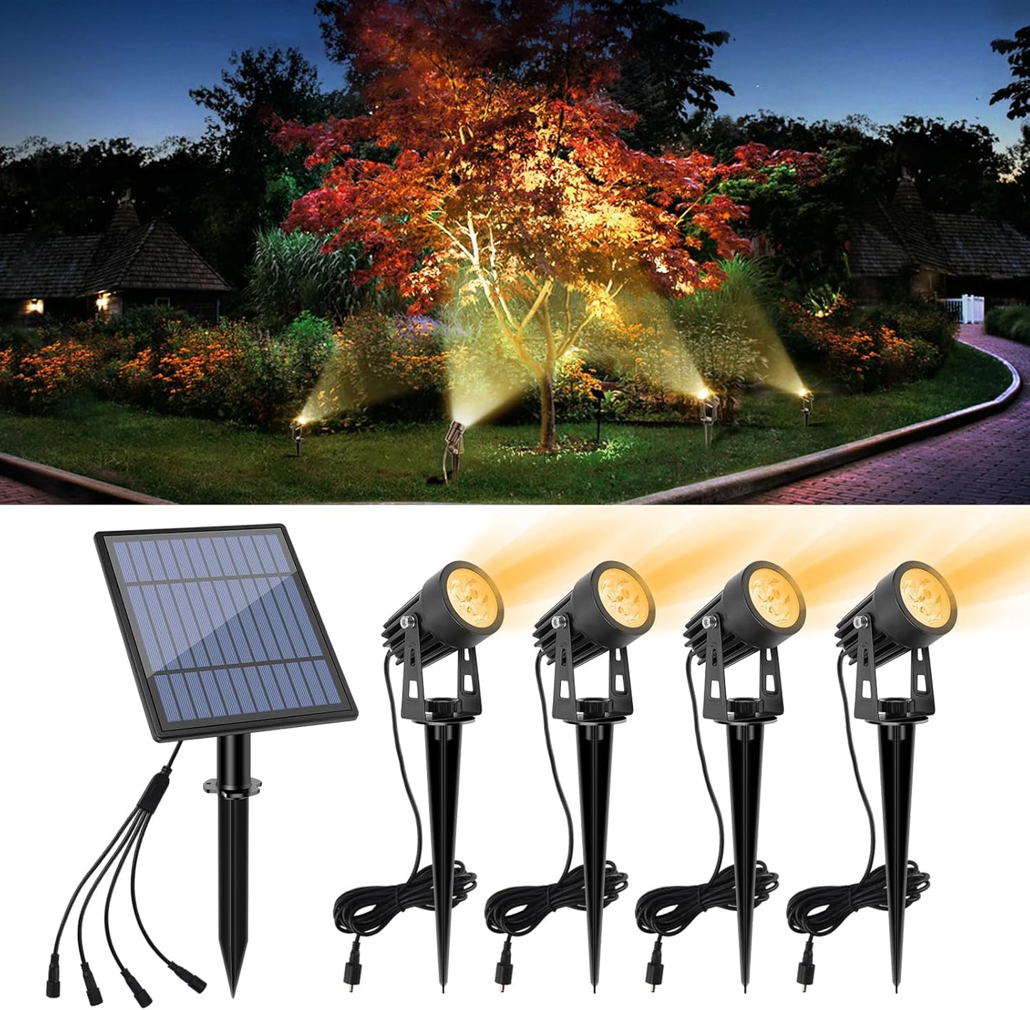 APONUO Metal Solar Spot Lights Outdoor for Garden Pathway Lighting