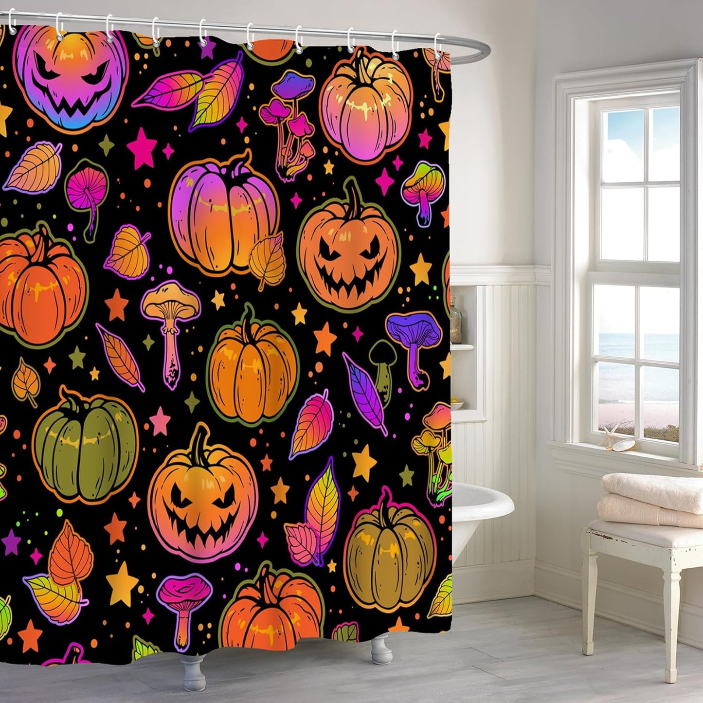 Halloween Pumpkin Shower Curtain: Waterproof & Magic Design