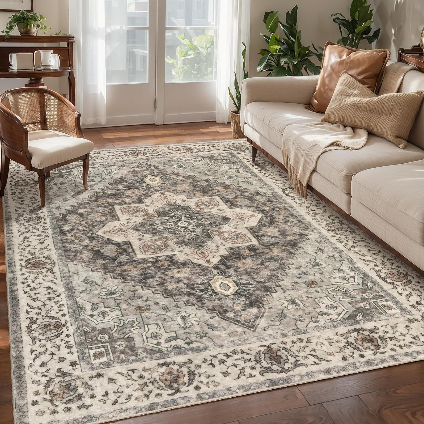 Tangsoo Washable Rug 4x6 Area Rug for Vintage Chic Style
