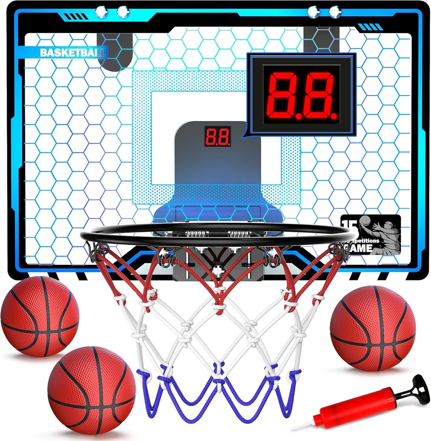 HopeRock Indoor Mini Basketball Hoop for Kids with LED Lights