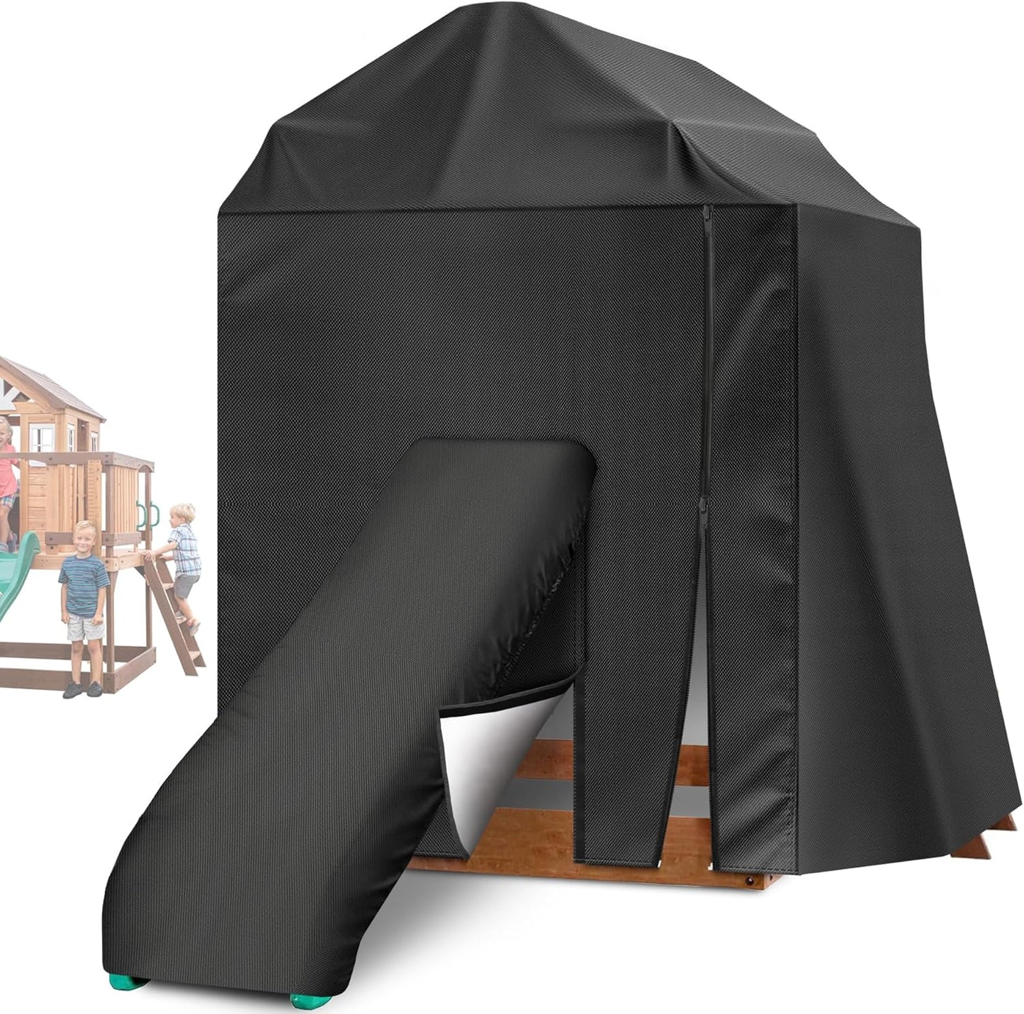 Elevated Cedar Playhouse Cover for Year-Round Protection