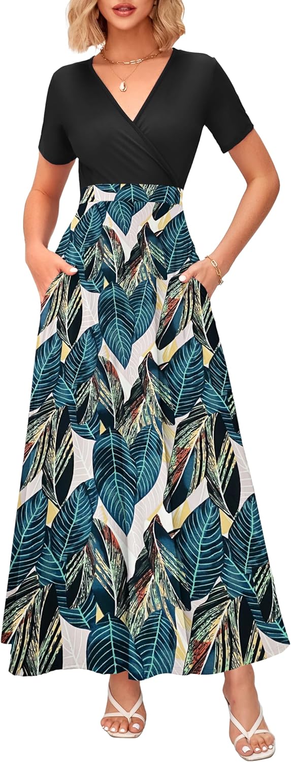 WNEEDU Women's Summer Maxi Dress with Pockets for Every Occasion