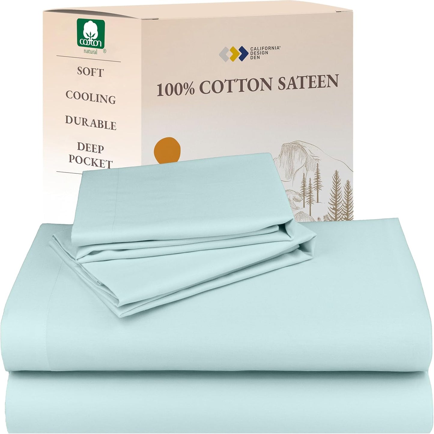 Natural 100% Cotton Full Size Bed Sheets Set for Comfort
