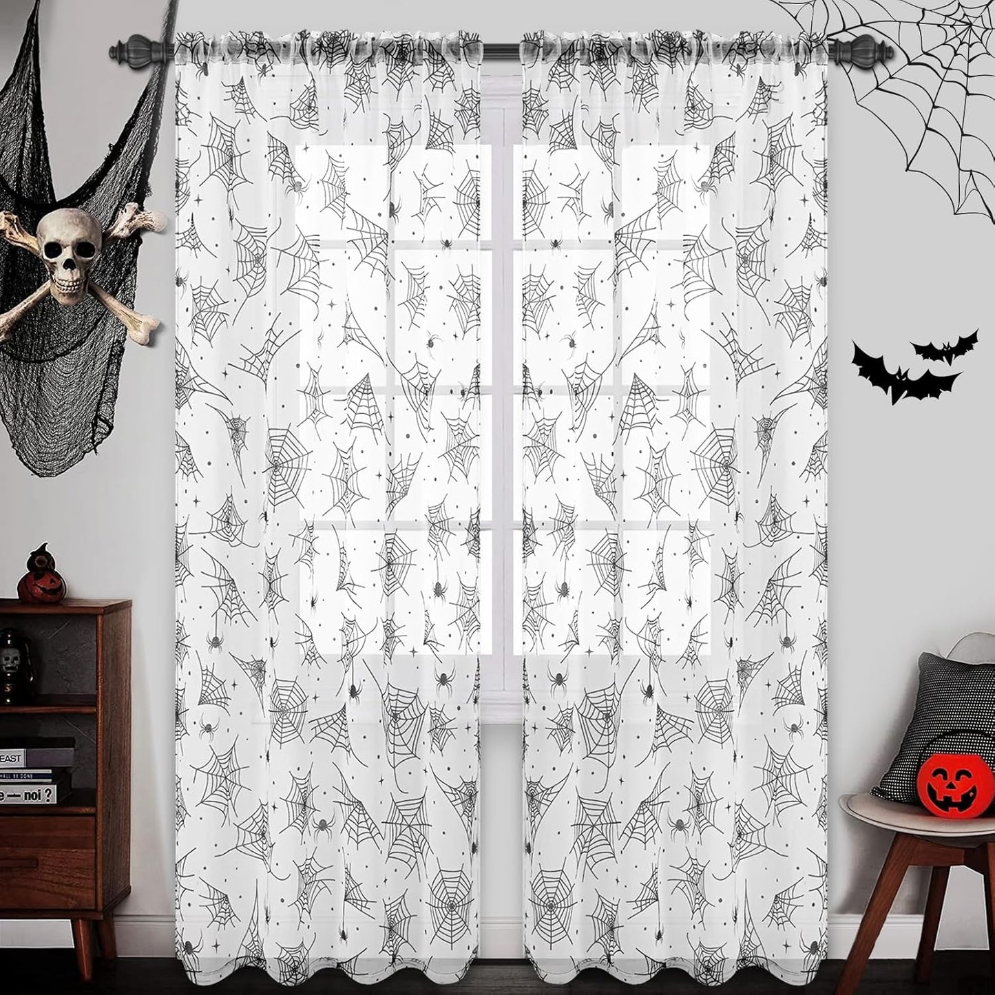 Spooky Chic: FRAMICS Halloween Sheer Curtains Set