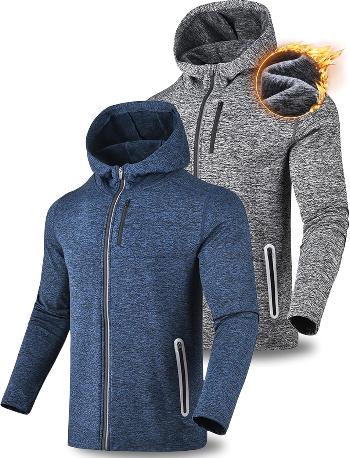 Lightweight Fleece Zip-Up Hoodies for Men - 2-Pack Value Set