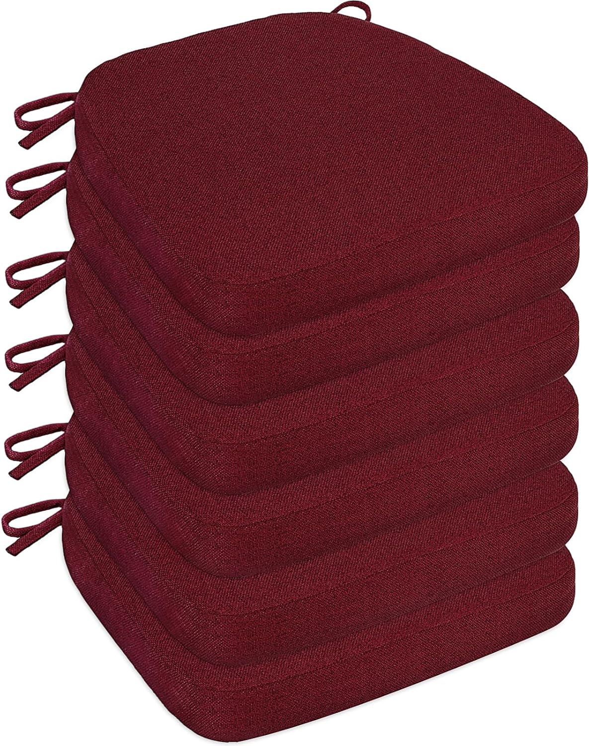 D-Shaped Chair Cushions for Dining Chairs - Set of 6 Red