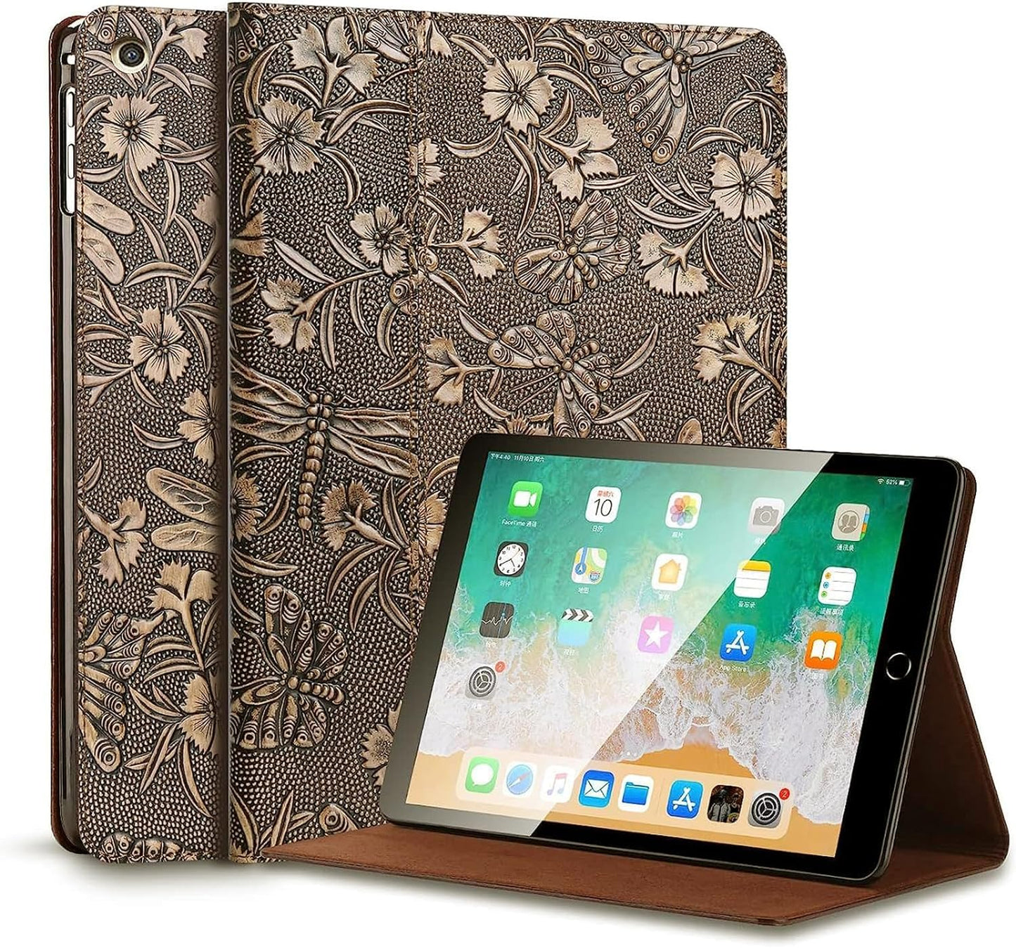 Gexmil Leather Case for iPad 10.2 2021/2020 with Butterfly Pattern