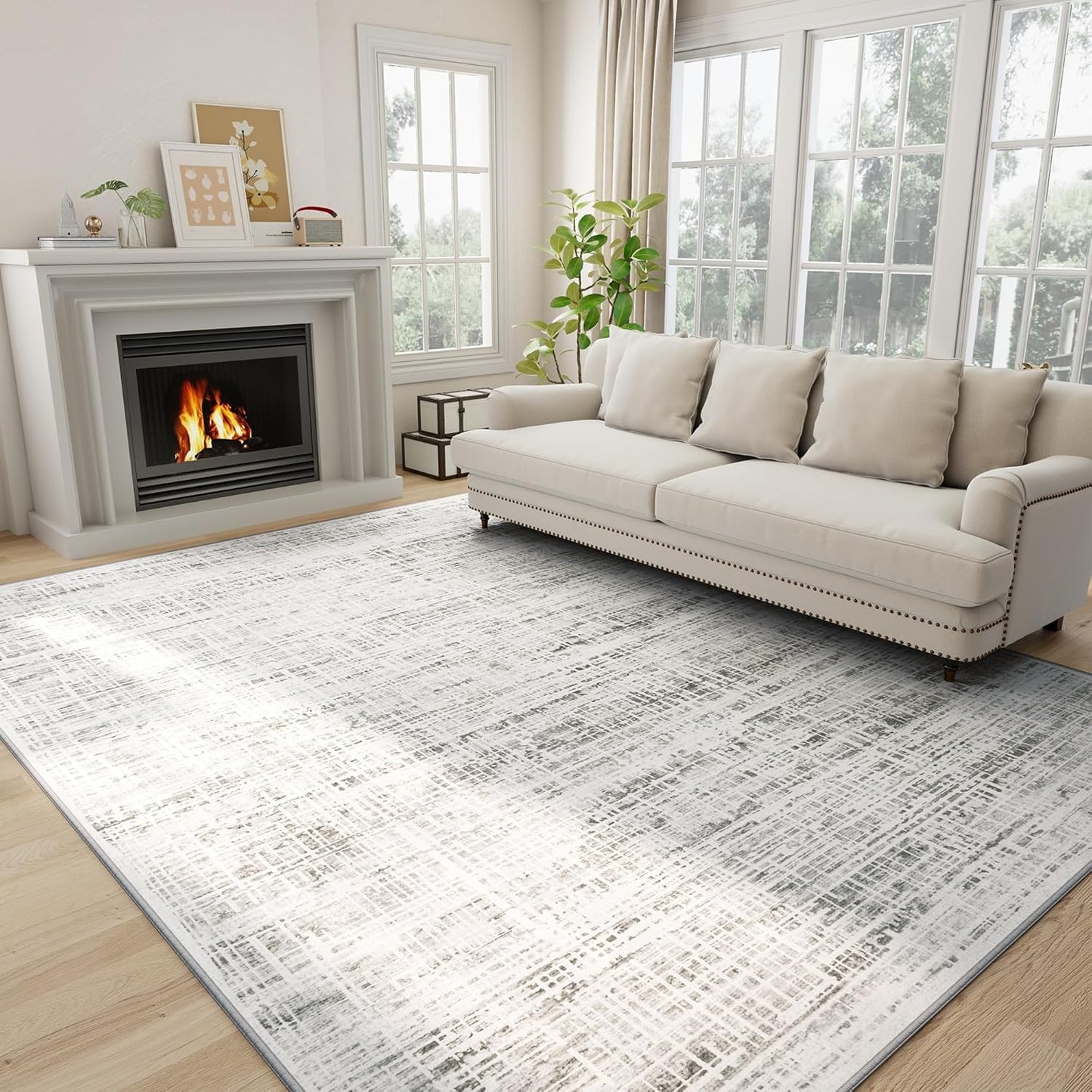 8x10 Area Rugs Washable Rug for Modern Living Room Comfort