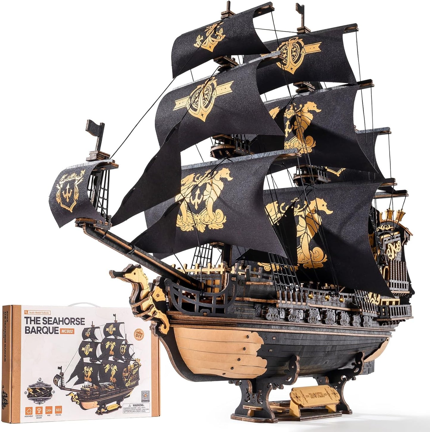 ROKR 3D Wooden Puzzles for Adults - Seahorse Barque Model Kit