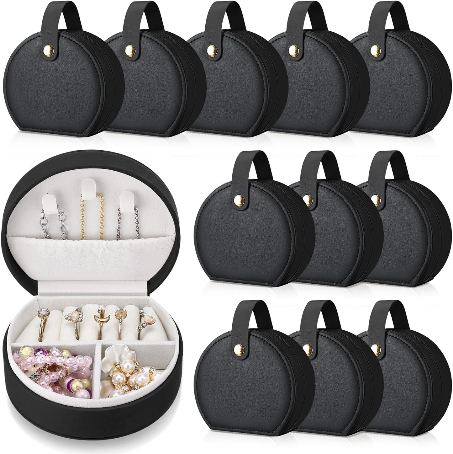 Weysat 12 Pack Travel Jewelry Case Mini Leather Gift Box Set