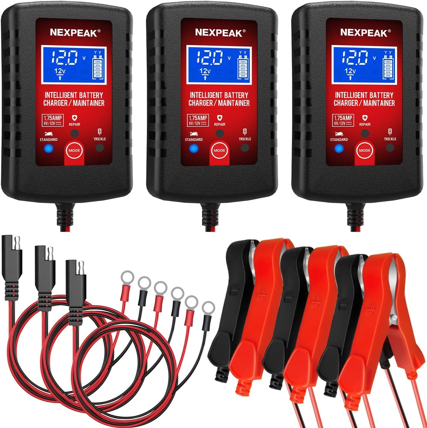3-Pack Smart Battery Charger Set by NEXPEAK