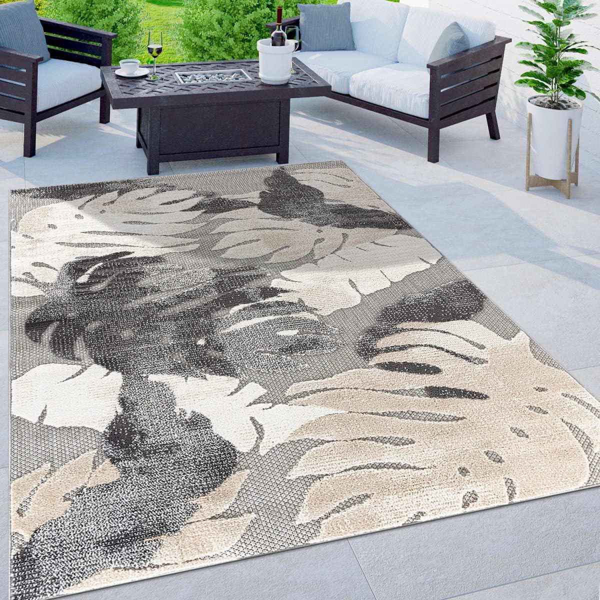 Rugshop Arles Palm Floral Leaves Non-Shedding Area Rug 5ft x 7ft