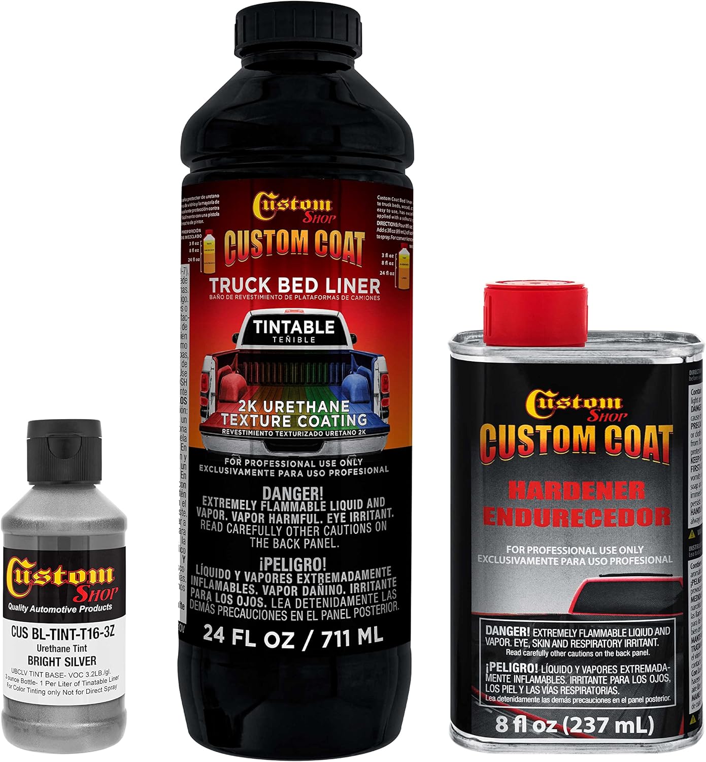 Custom Coat Bright Silver Urethane Spray-On Truck Bed Liner Kit