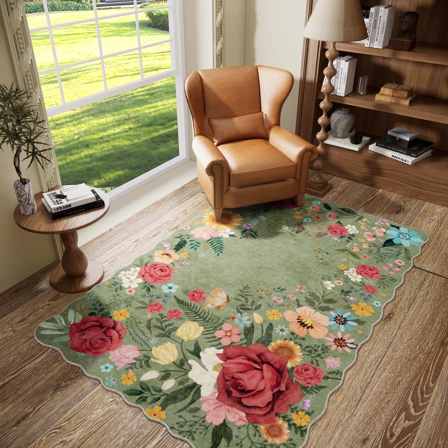 Washable Floral Rugs for Living Room and Dining Room Use