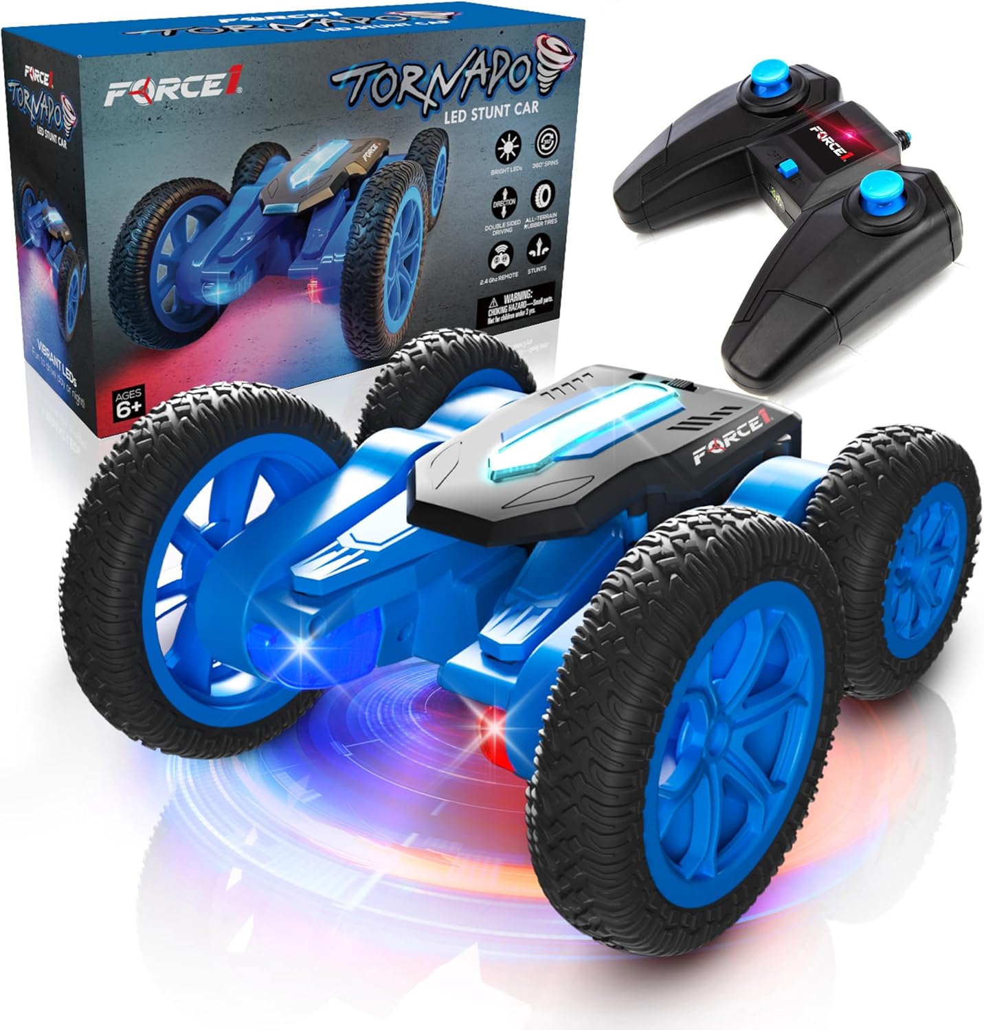 Force1 Blue LED RC Car - Double-Sided Fast Flips!