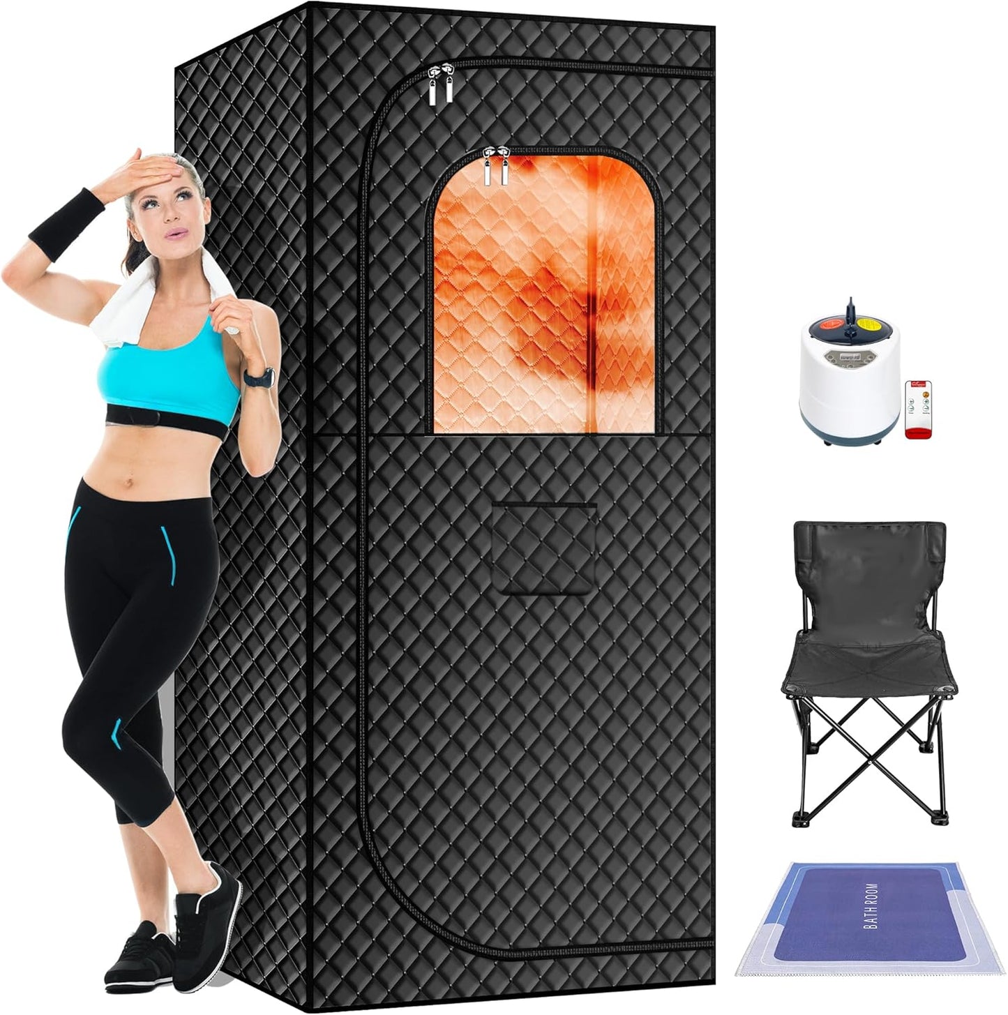Portable Home Sauna Kit with Remote Control & Chair