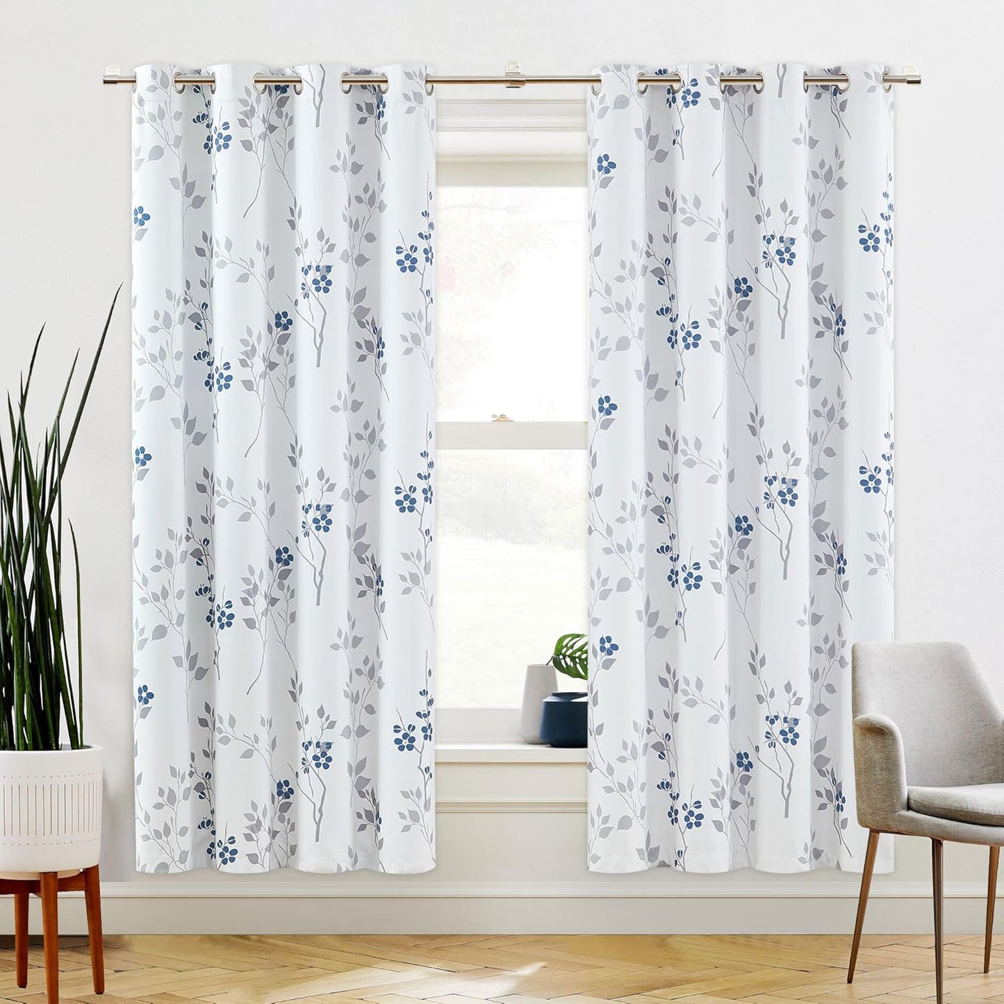 Beauoop Floral Blackout Curtains for Bedroom and Living Room