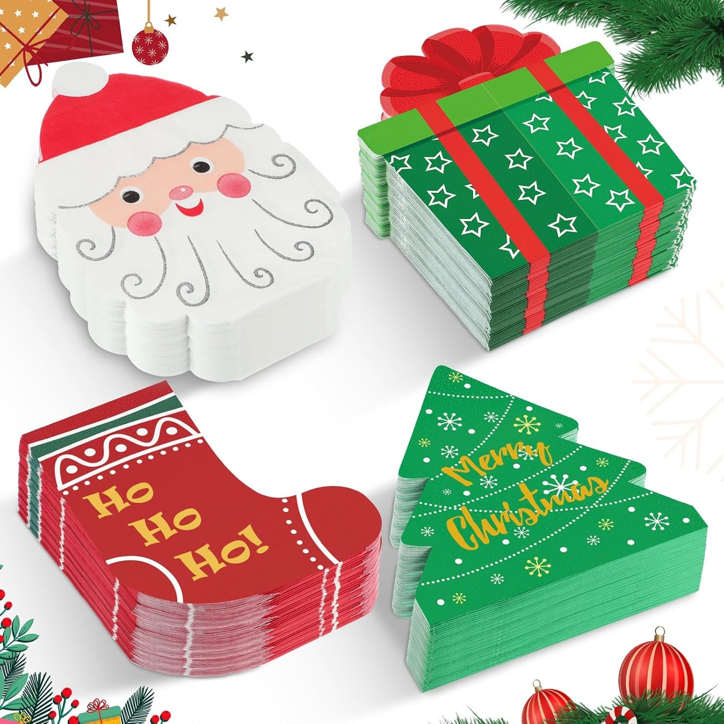 Festive Holiday Napkins Set - 200 Count