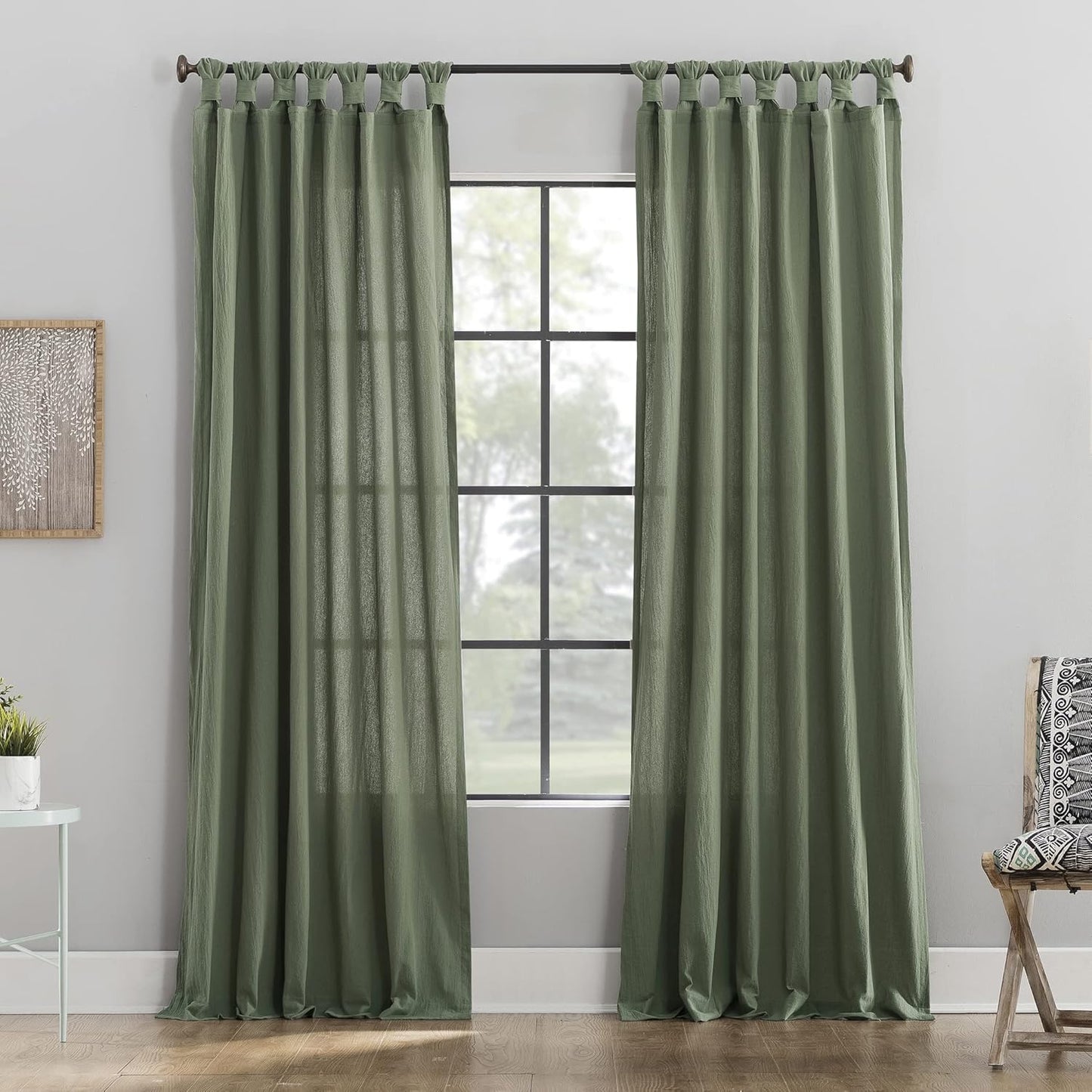 Archaeo Washed Cotton Curtain, 52x84, Moss Green