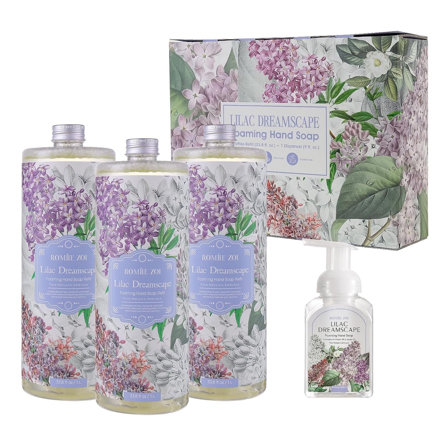 Lilac Foaming Hand Soap Refill Gift Set for Soft Skin Care
