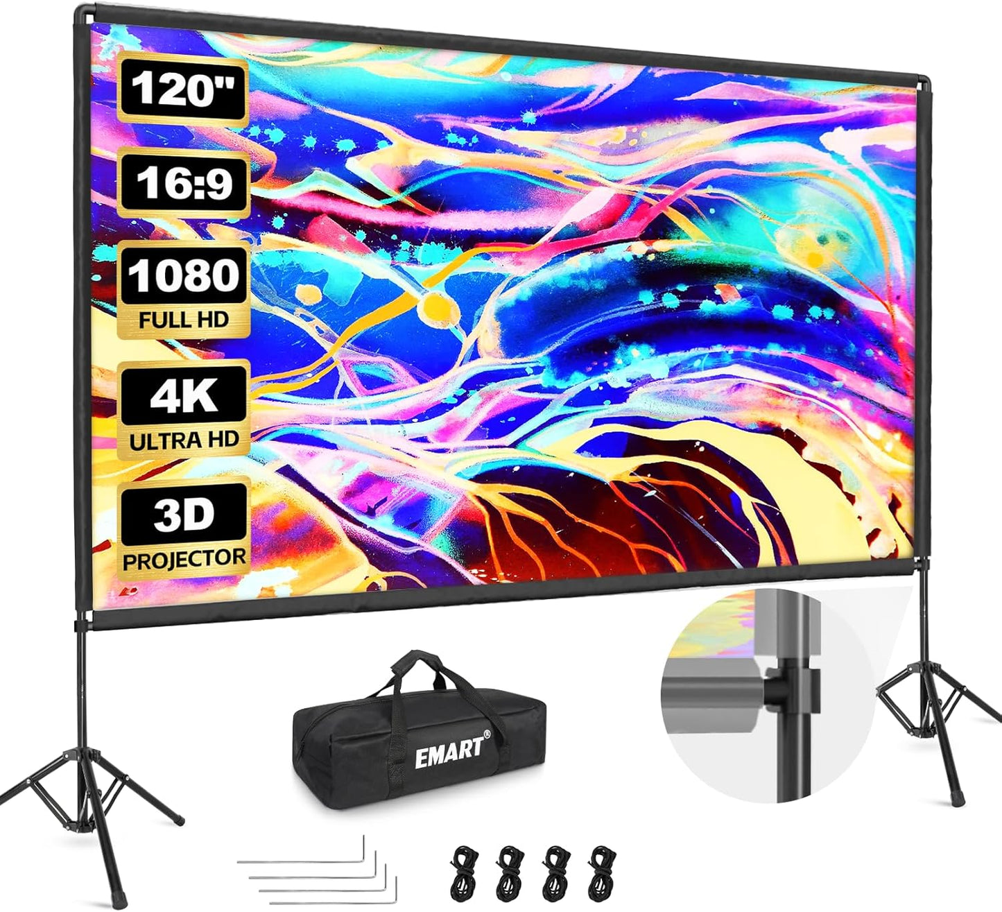 EMART 120 Outdoor Projector Screen: 4K HD Quality