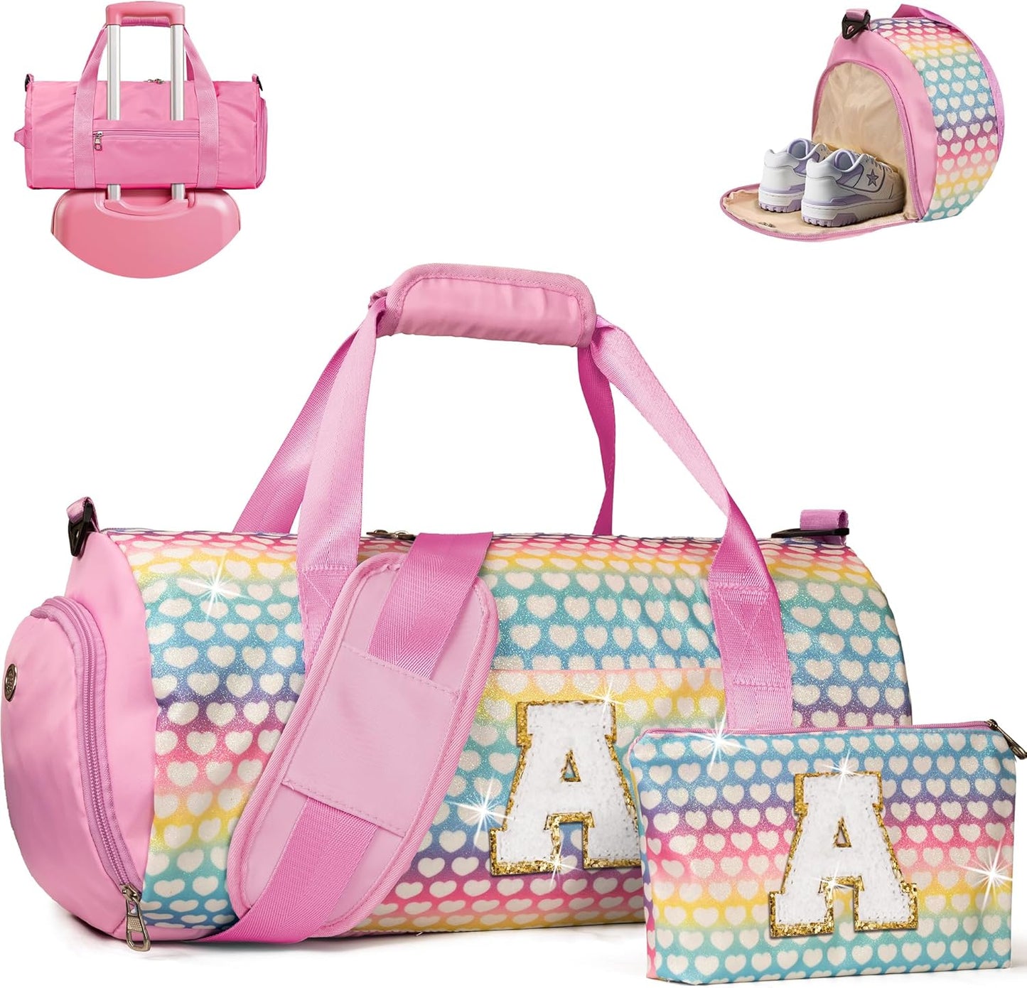 Personalized Travel Duffel Bag for Teen Girls with Makeup Pouch