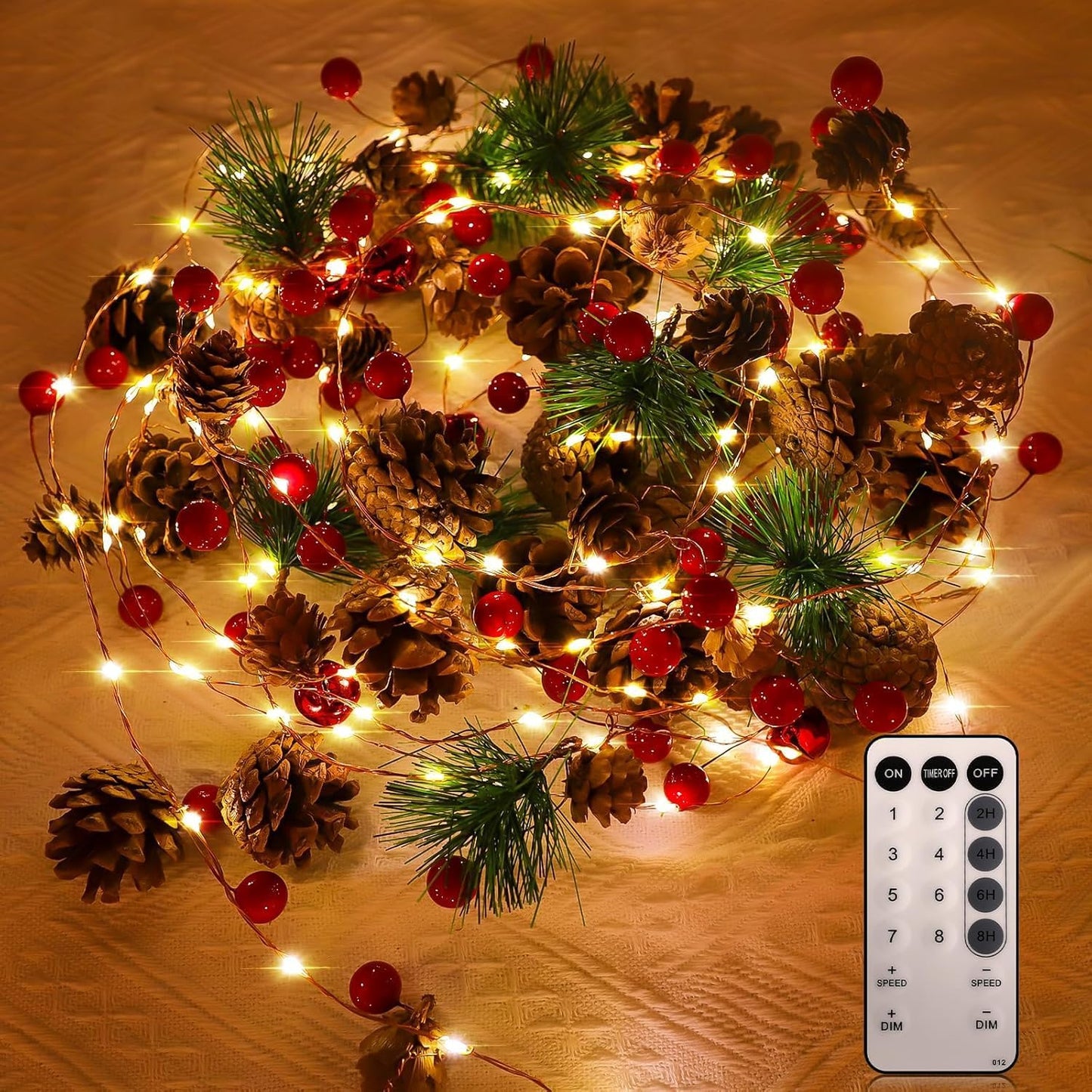 2 Pack Christmas Garland with Lights for Festive Decor