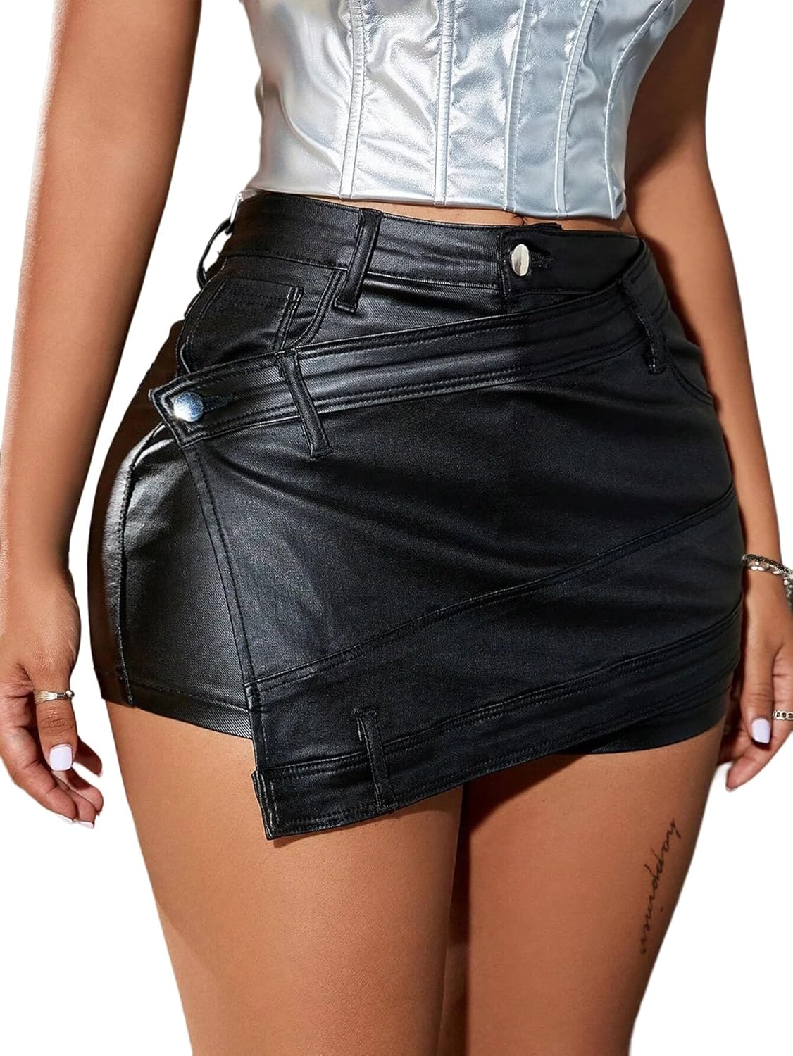 Avanova Women Faux Leather Mini Skort for Stylish Summer Looks