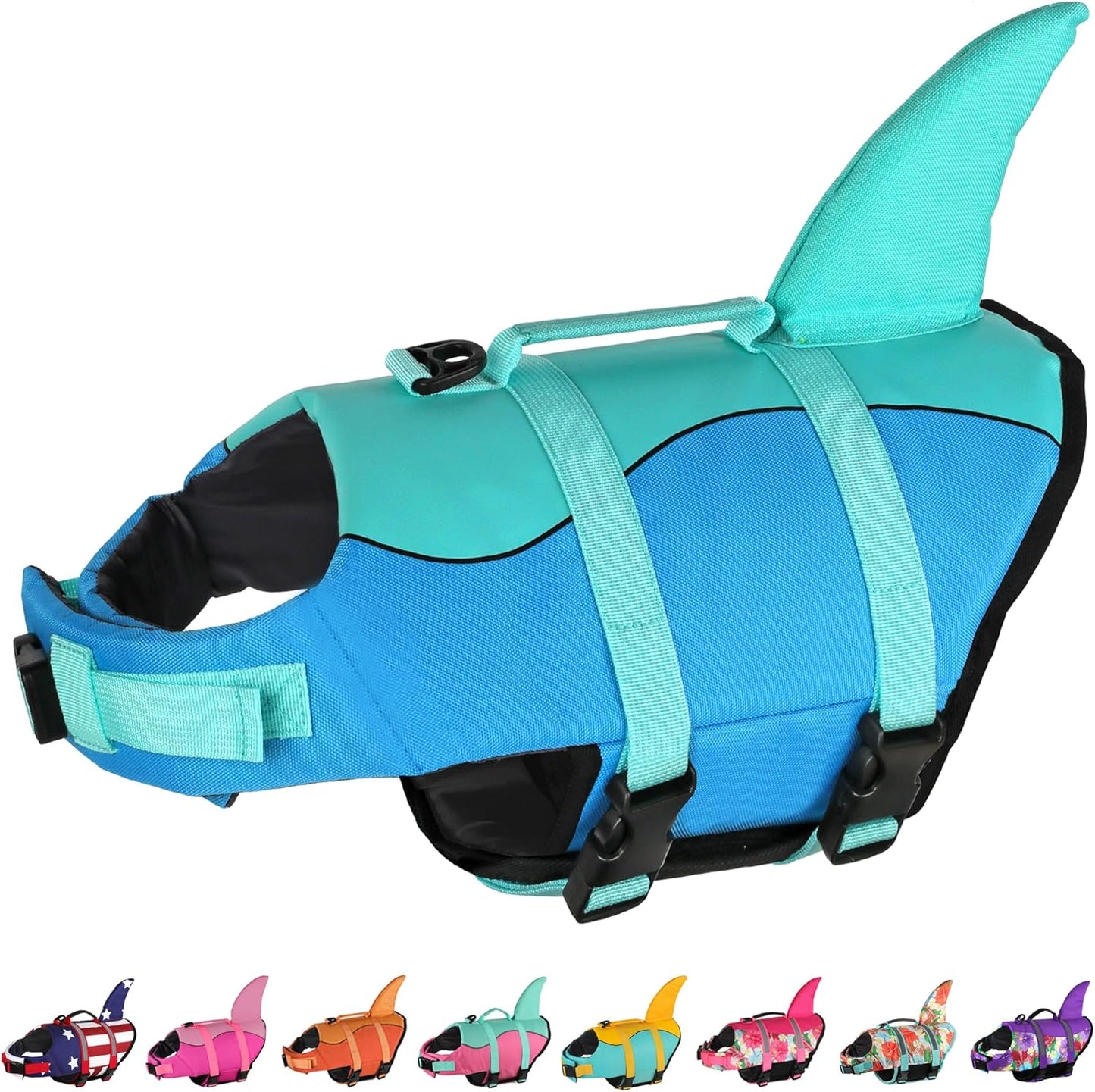 Dogcheer Dog Life Jacket for Swimming with Cute Shark Design