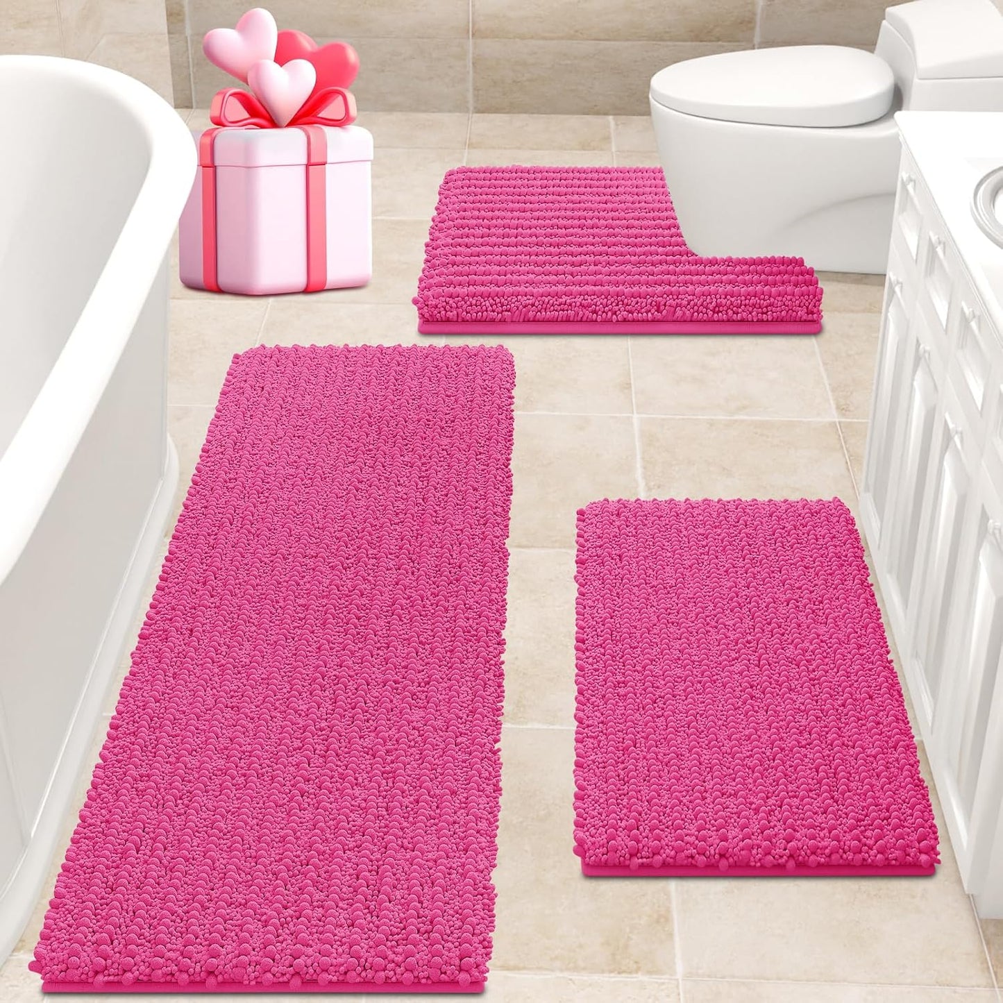 Ultra Soft Extra Large Pink Bathroom Rug Set for Luxury Comfort