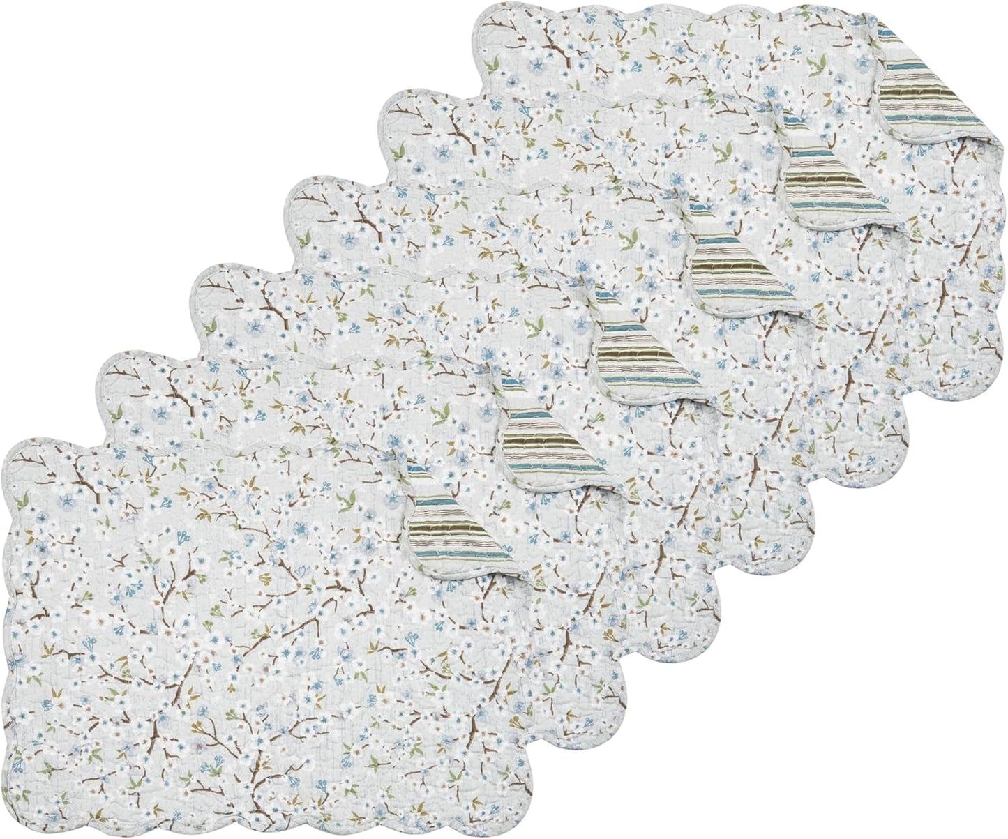 C&F Home Serenity Reversible Quilted Floral Placemats Set of 6
