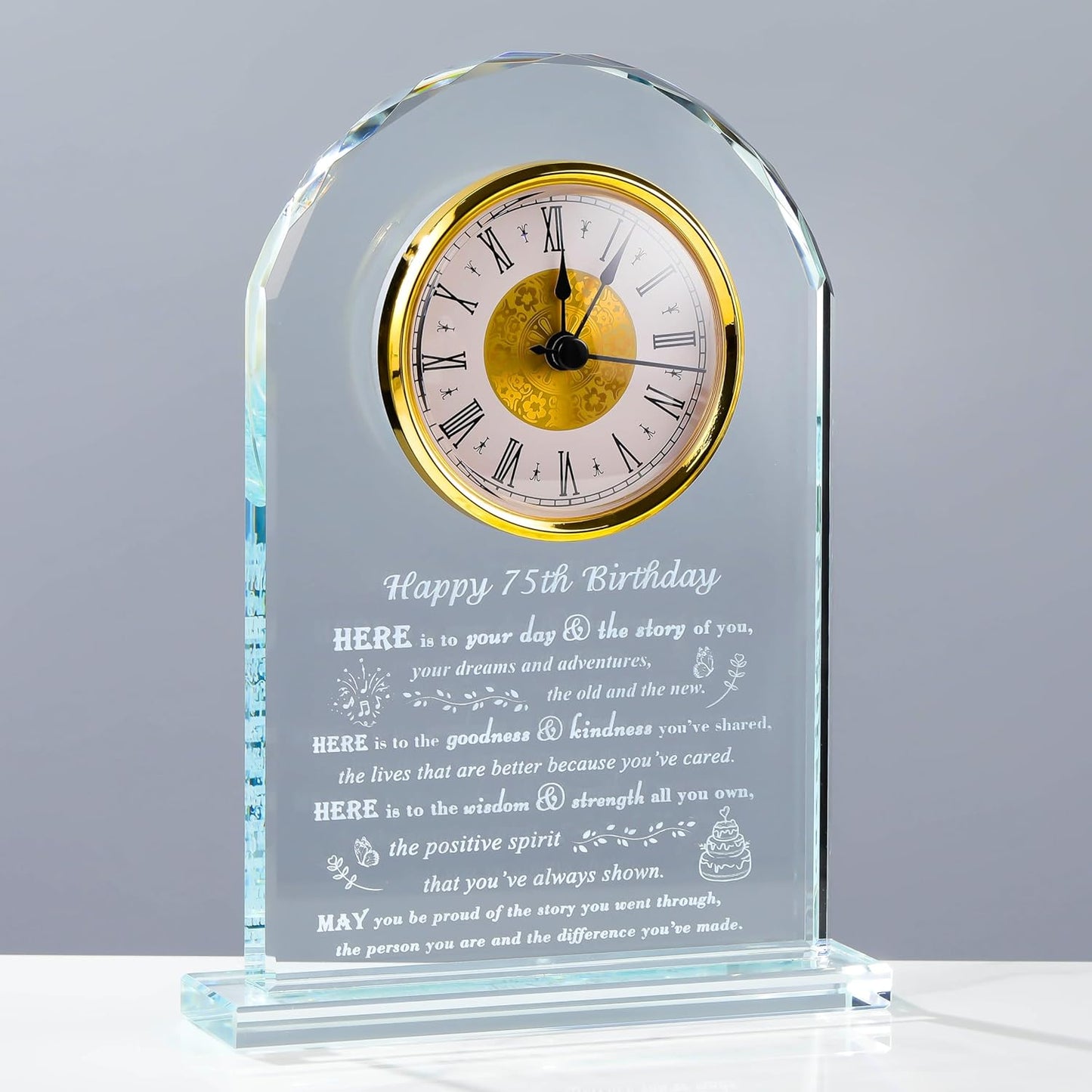 75th Birthday Gifts for Women Men - Unique Crystal Clock